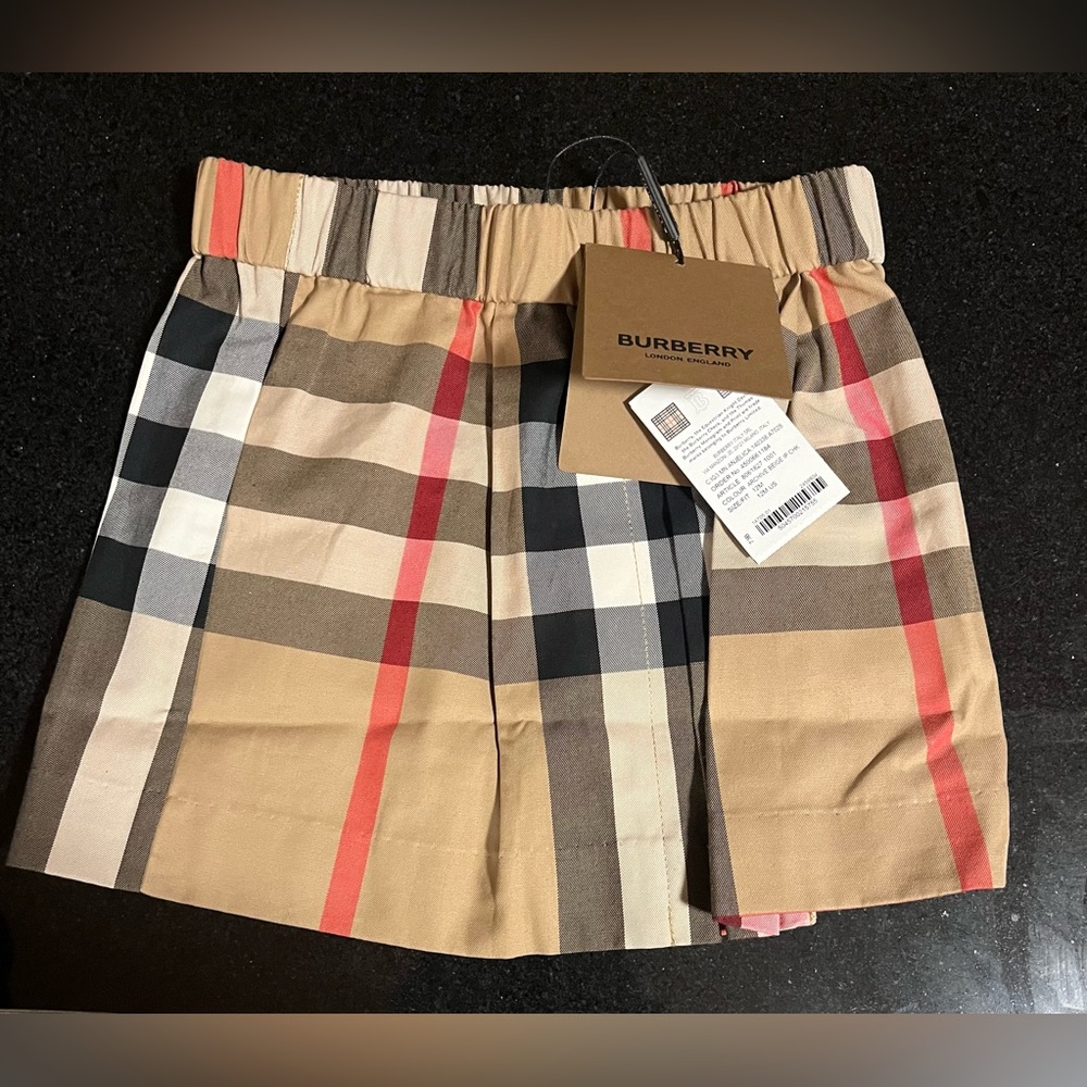 Burberry Kids | Checkered Cotton Skirt | Beige /Red |Sizes: 18M Orig:$270